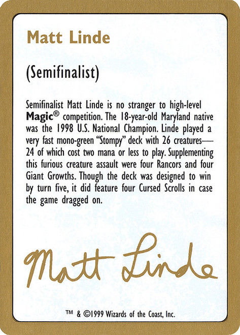 Matt Linde Bio (WC99) (#ml0a)