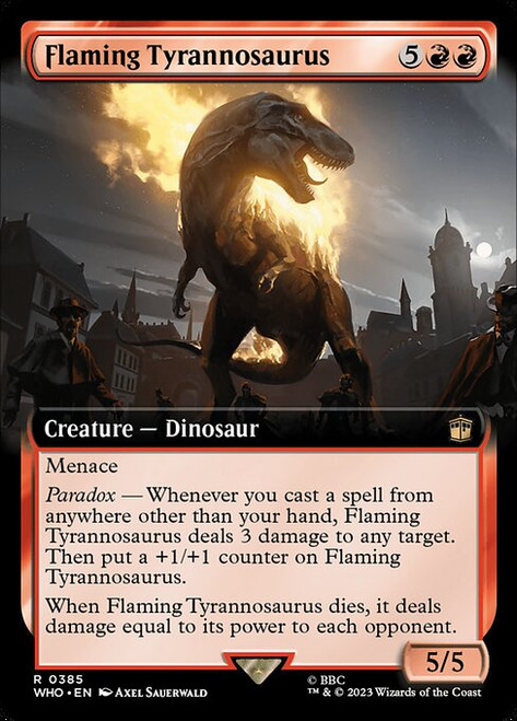 Flaming Tyrannosaurus (WHO) (Foil) (Extended Art) (#385)