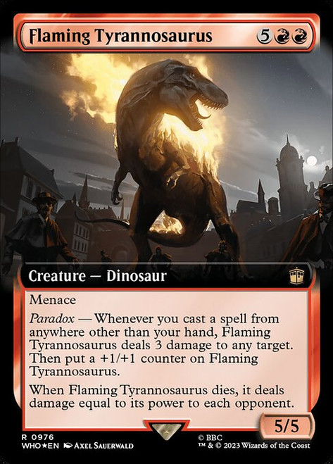 Flaming Tyrannosaurus (WHO) (SurgeFoil) (Extended Art) (#976)