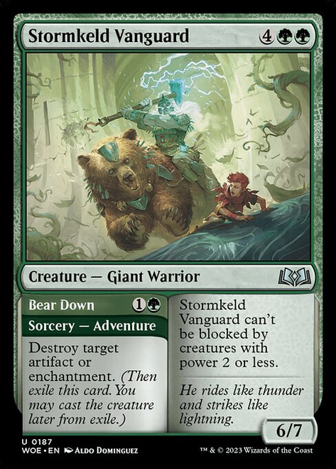 Stormkeld Vanguard // Bear Down (WOE) (Foil) (#187)