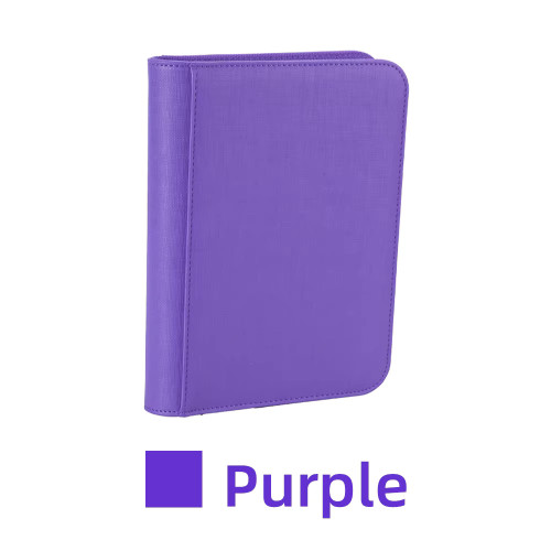Carpeta Eco Cuero con Cierre 4 Bolsillos - Púrpura - Capacidad 160 Cartas