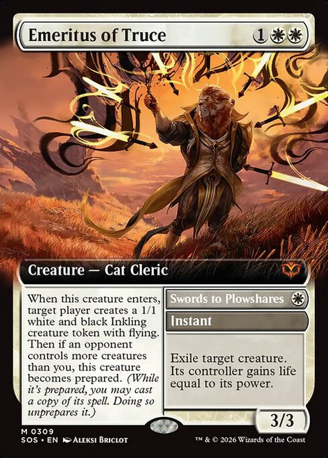 Emeritus of Truce // Swords to Plowshares (SOS) (Foil) (Extended Art) (#309)