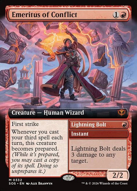 Emeritus of Conflict // Lightning Bolt (SOS) (Foil) (Extended Art) (#332)