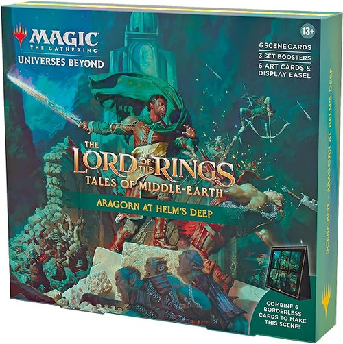 The Lord of The Rings: Tales of Middle-Earth Scene Box - Aragorn at Helm’s Deep (6 Scene Cards, 6 Art Cards, 3 Set Boosters + Display Easel)