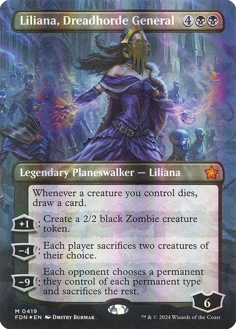 Liliana, Dreadhorde General (FDN) (Mana Foil) (Borderless) (#419)