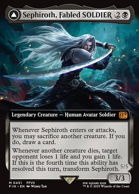 Sephiroth, Fabled SOLDIER // Sephiroth, One-Winged Angel (FIN) (Foil) (Extended Art) (#451)