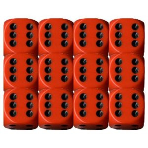 12 Orange w/black Opaque 16mm D6 Dice Block - CHX25603