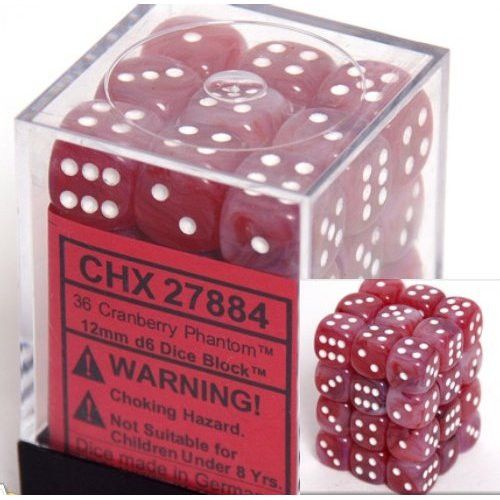 36 Cranberry Phantom 12mm D6 Dice Block - CHX27884
