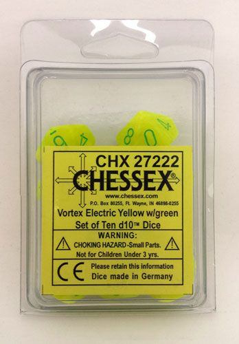 10 Vortex Yellow w/green D10 Dice - CHX27222