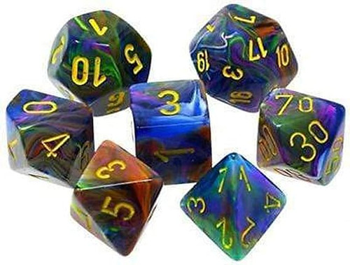 Festive Rio with Yellow Numbers 16mm 7 Dice Set Chessex - CHX27449