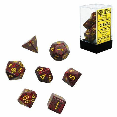 7 die Polyhedral Mercury Speckled Dice Block - CHX25323