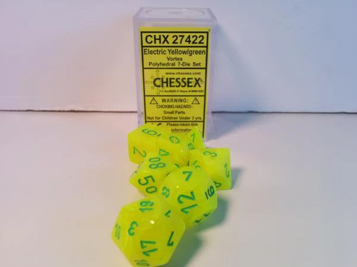 Polyhedral 7-Die Set: Menagerie #8 Electric Yellow/Green Vortex - CHX27422