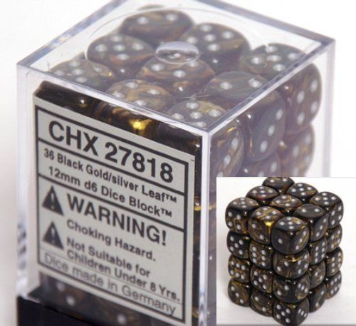Set of D6 Leaf Black and Gold with Silver 36 count - CHX27818