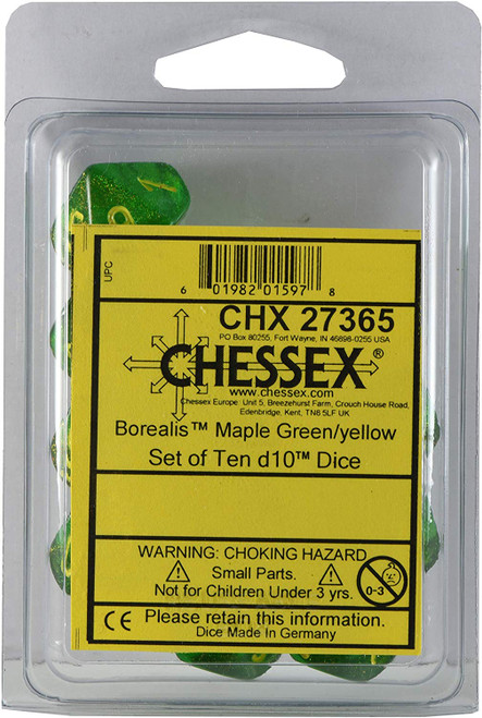 Borealis Maple Green and Yellow Ten d10 Set - CHX27365