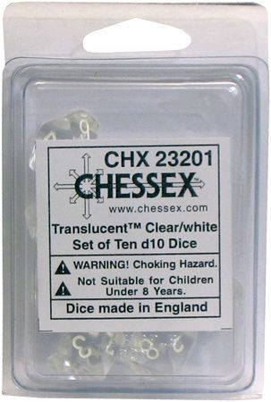 Translucent D10: Clear with White (10) CHX 23201