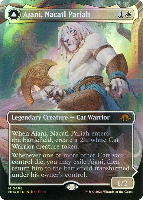 Ajani, Nacatl Pariah // Ajani, Nacatl Avenger (MH3) (TexturedFoil) (Borderless) (#468)