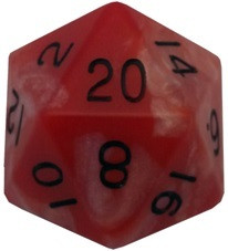 Acrylic Dice 35mm Mega D20 Combo Attack Red & White with Black Numbers