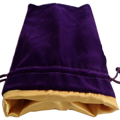 Metallic Dice Games Purple Velvet with Luxury Gold Satin Lining Medium 4"x6" dice bag