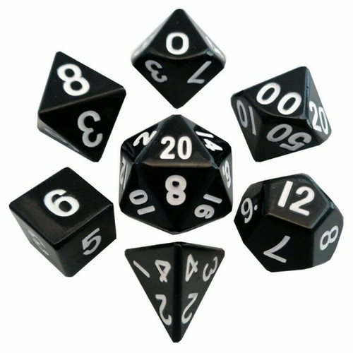 Metallic Dice 16mm Black Metal Dice Set