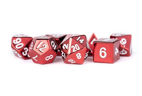 Metallic Dice 16mm Poly Red 7ct Set