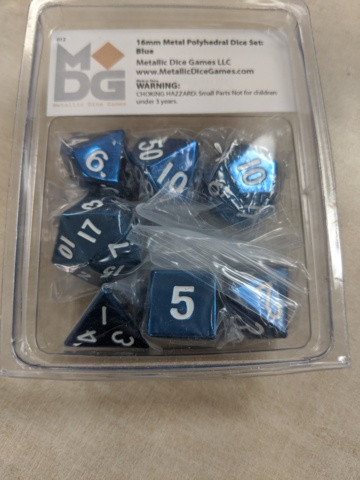 Metallic Dice 16mm Poly Blue 7ct Set