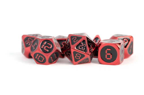 Red with Black Enamel Digital 16mm Polyhedral Dice Set