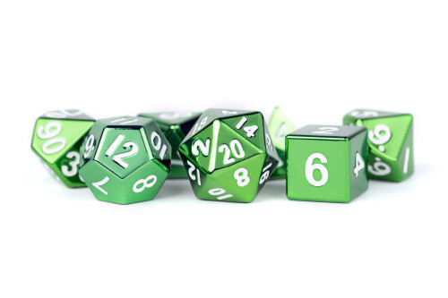 Green 16mm Polyhedral Dice Set - METAL DICE GAMES