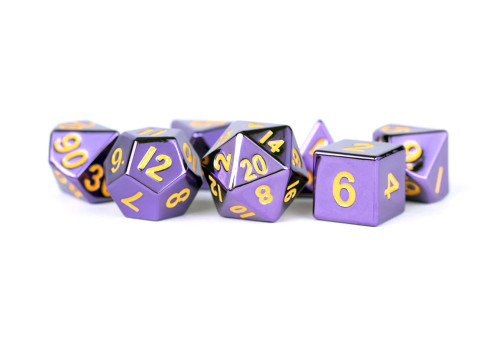 Purple 16mm Polyhedral Dice Set - METAL DICE GAMES