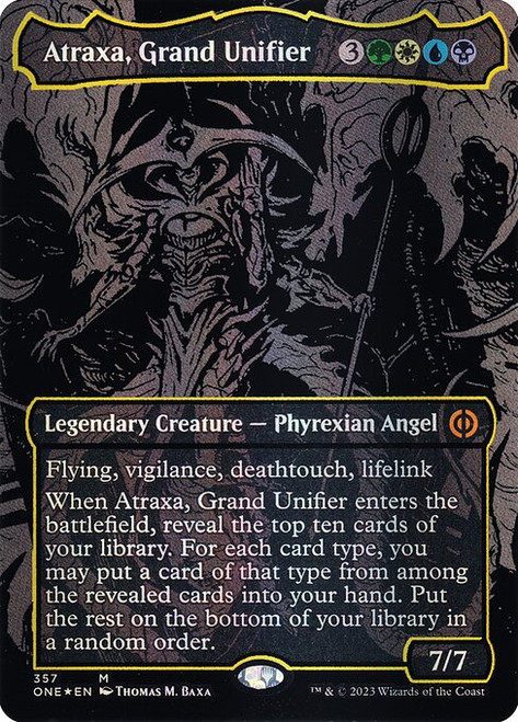 Atraxa, Grand Unifier (ONE) (OilSlick Raised Foil) (Borderless) (#357)