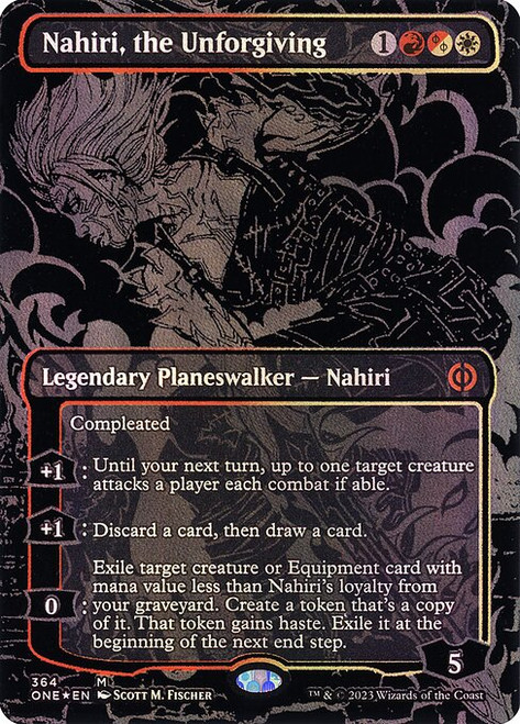 Nahiri, the Unforgiving (ONE) (OilSlick Raised Foil) (Borderless) (#364)