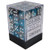 36 12mm Steel and Teal w/White Gemini D6 Dice - CHX26856