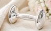 Plain Sterling Silver Baby Barbell  Rattle 
