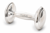 Plain Sterling Silver Baby Barbell  Rattle 