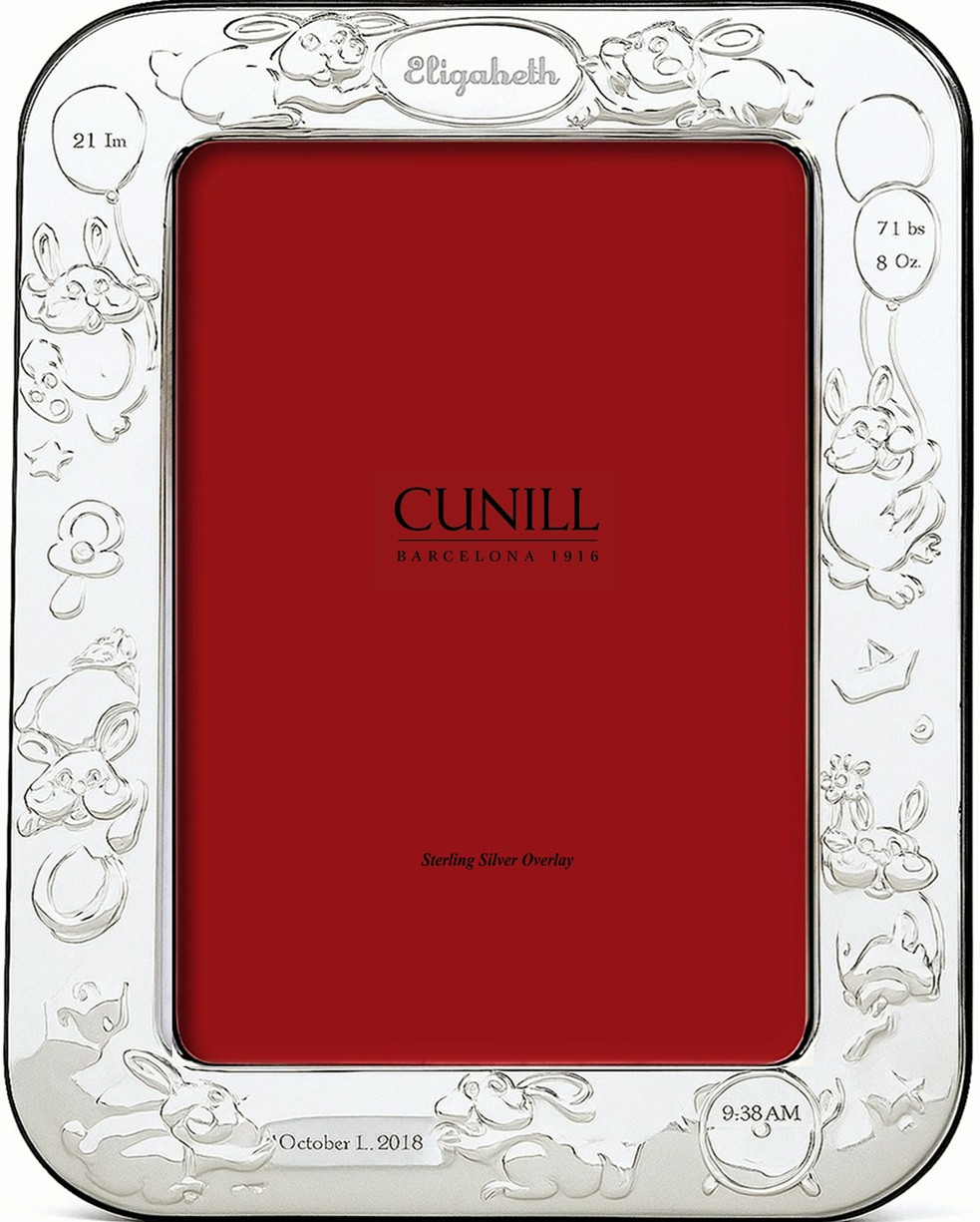 Sterling Silver 4x6 　純銀製　写真額縁 Fine Sterling Silver BUNNY BIRTH RECORD Frame by Cunill