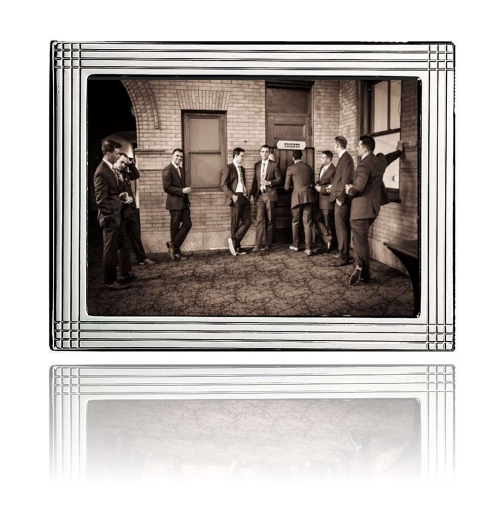 Pinstripe 4x6 Non-Tarnish Sterling Silver Picture Frame - Cunill