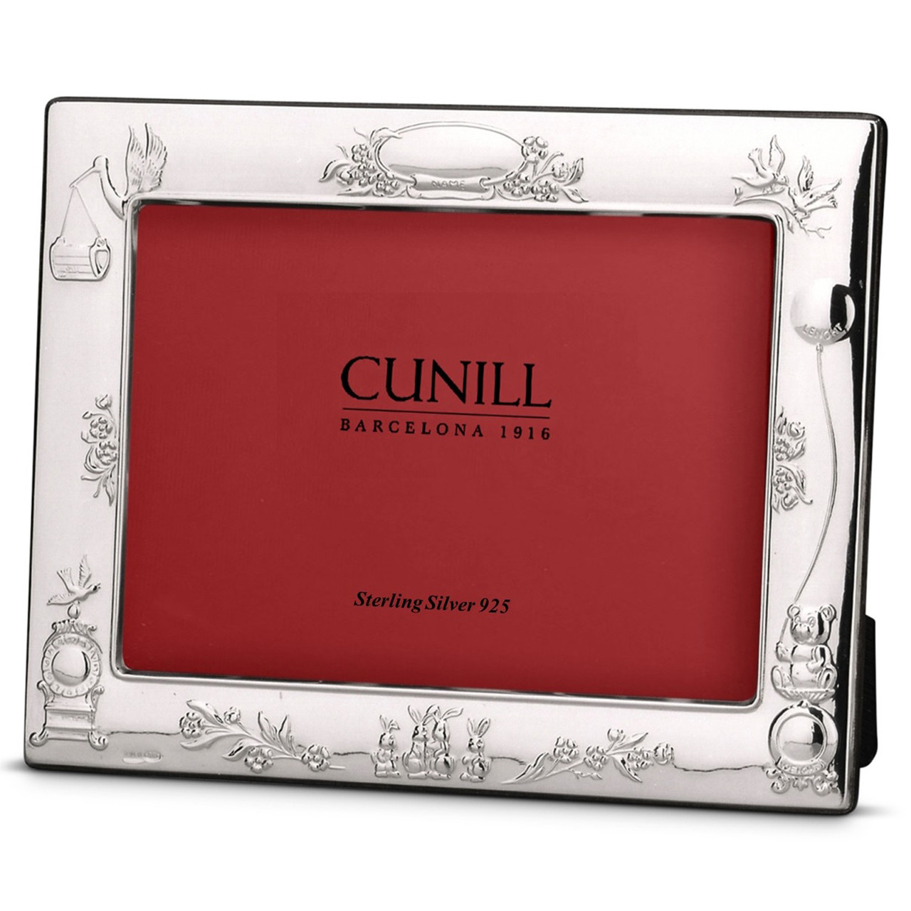 Fine Sterling Silver STORK BIRTH RECORD Frame by Cunill