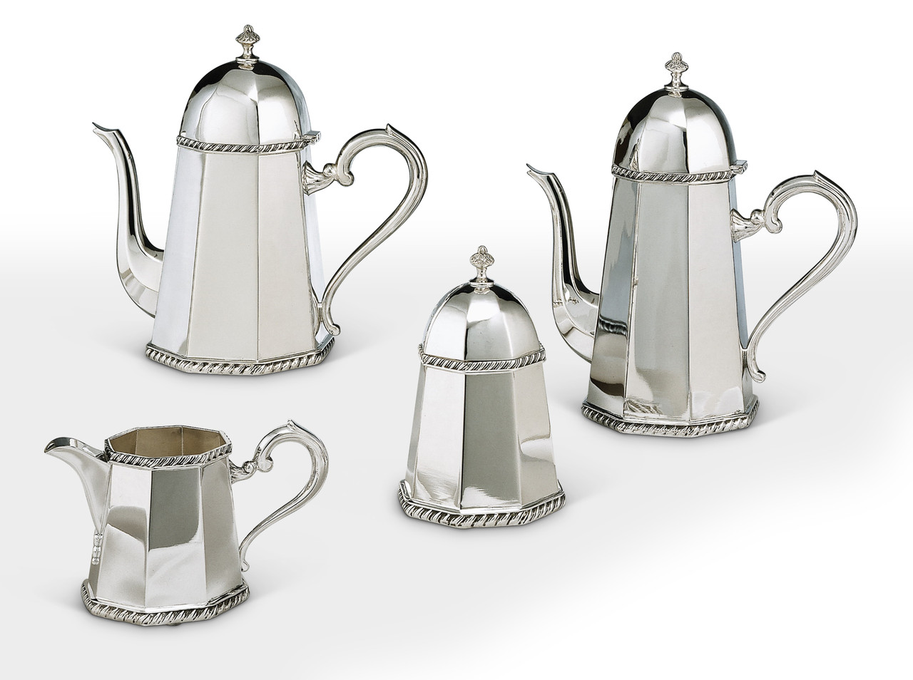 Bicama Octagonal Queen Anne Silver Plated Coffee-Tea Service