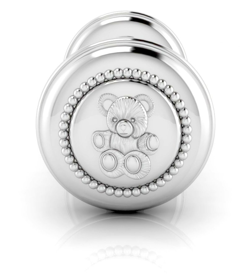 Teddy Bear Silver Plated Baby Rattle - Cunill America, Inc