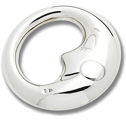 Engravable 'Silver Moon' Sterling Silver Baby Rattle