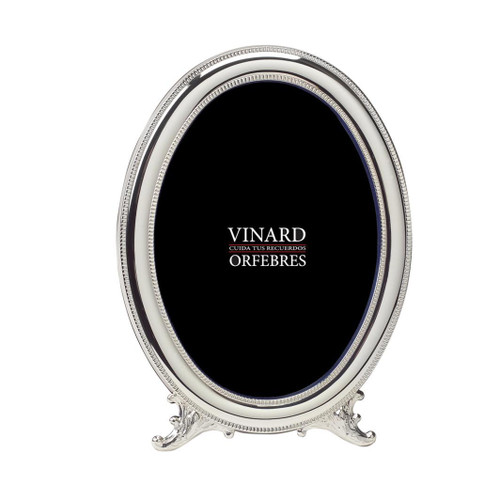 VINARD Sterling Silver Beaded Oval 4x6 Picture Frame