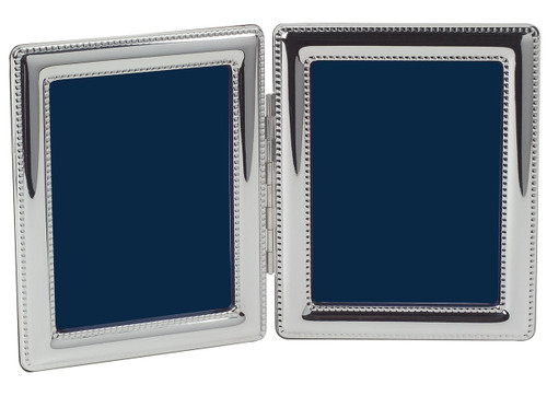 Vinard Sterling Silver Beaded Double 5x7 Multi-Photo Frame