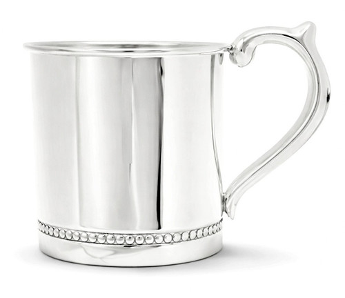 Engravable 'Beaded' Sterling Silver Baby Cup