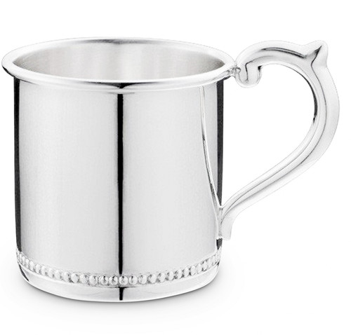 Engravable 'Beaded' Sterling Silver Baby Cup