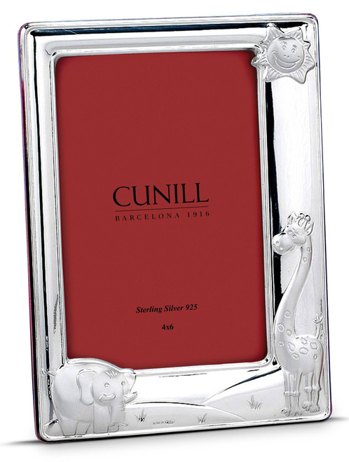 Engravable 'Sunny Jungle' 4x6 Sterling Silver Picture Frame (Pink Back)