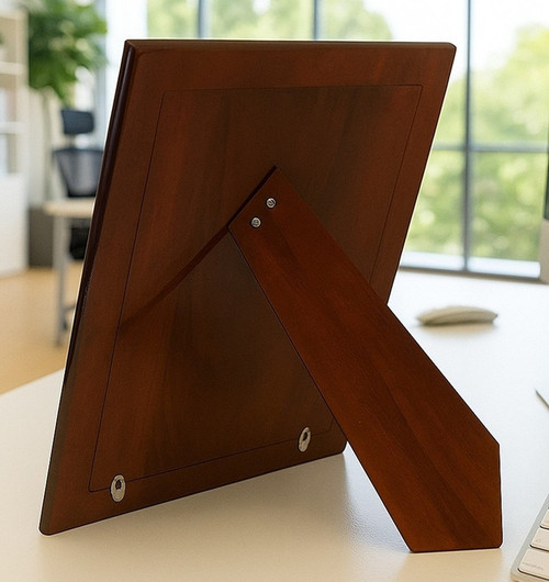 Engravable 'Loft' 5x7 Non-Tarnish Sterling Silver Picture Frame Mahogany Wood Back