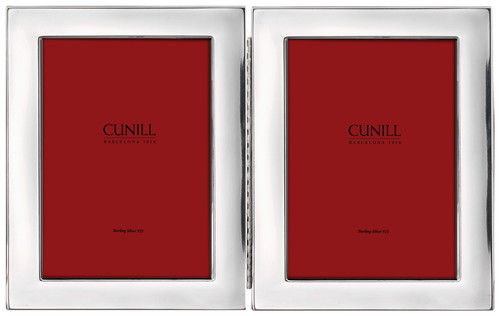 Engravable 'Tiffany Plain' Hinged Double 4x6 Sterling Silver Picture Frame