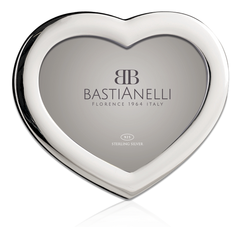 Engravable Bastianelli 'Plain Cuore' 4x6 Sterling Silver Picture Frame