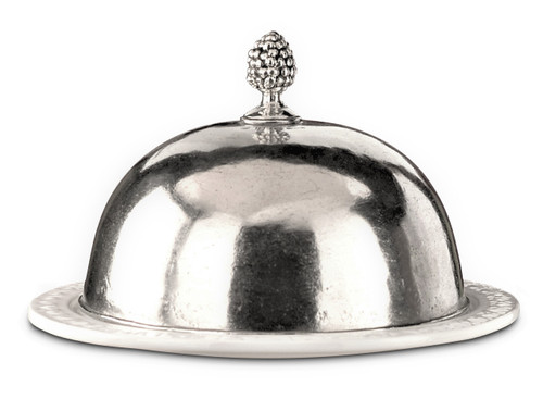 Porcelain and Pewter Serving Dish with Lid