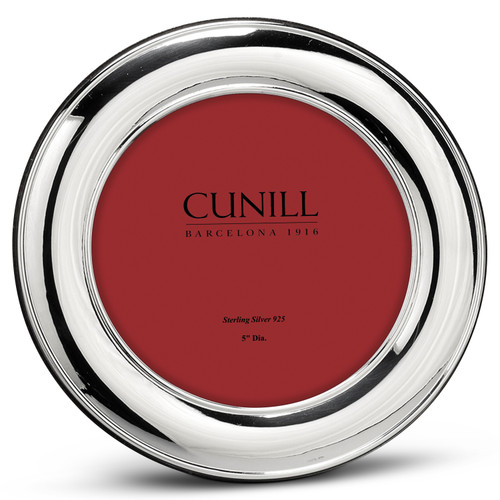 Wide Plain Non-Tarnish Sterling Silver 5' Round Picture Frame