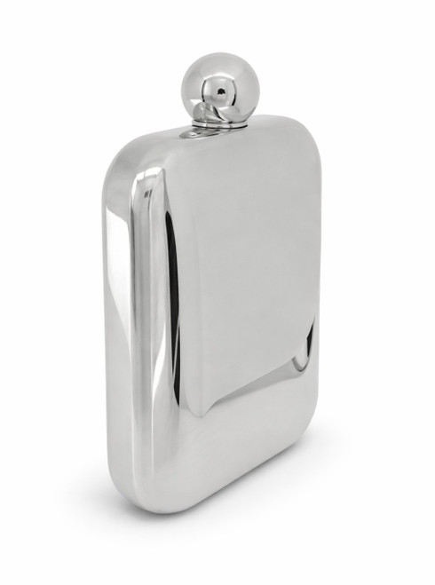Contoured Stainless Steel Mirror Finish 6oz Flask w-Screw Cap
